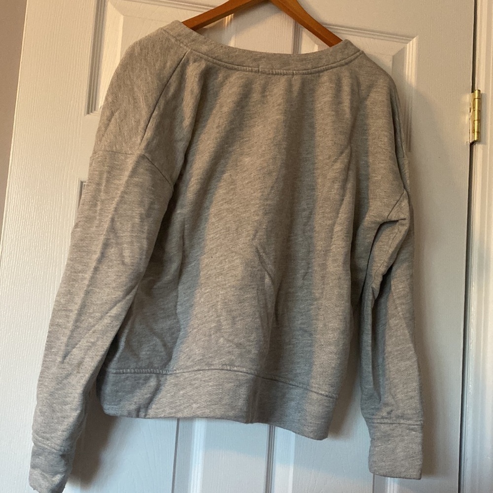 Harlowe & Graham lace up grey crew neck sweatshirt, size L - Picture 3 of 4